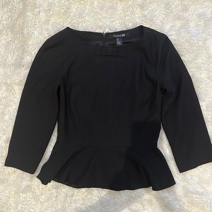 Forever 21 Black Peplum back Zip-up Blouse Size S